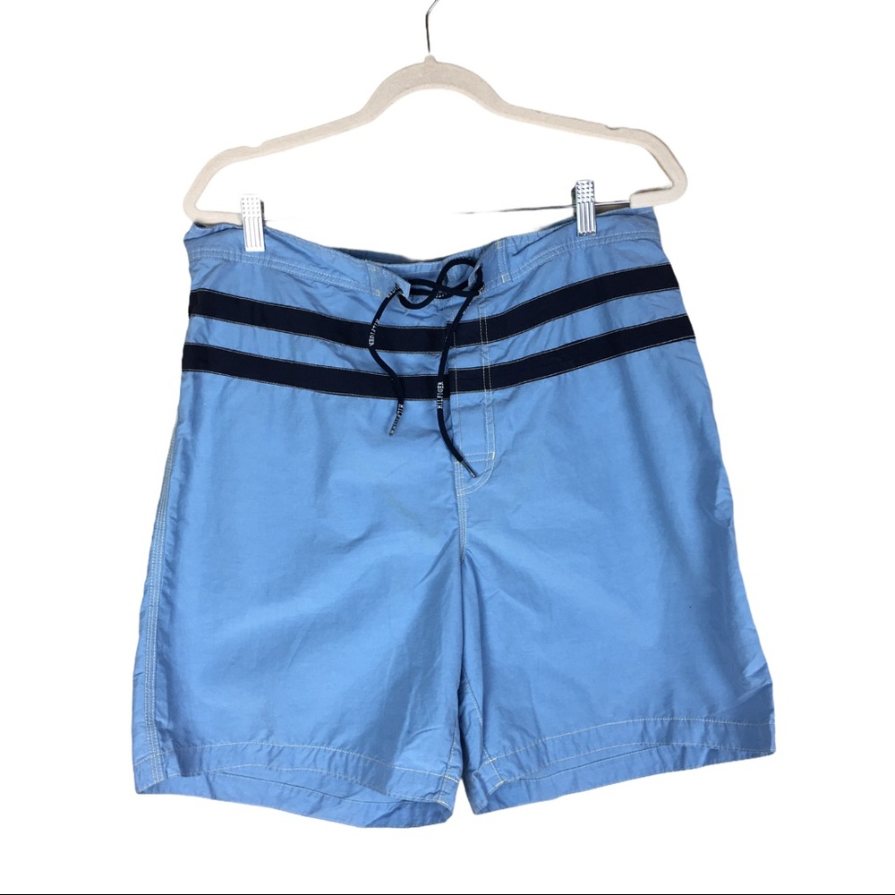 TOMMY HILIFIGER Baby Blue Swim Trunks Size Large L